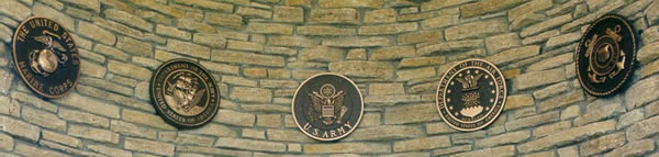 Mounted bronze military plaques